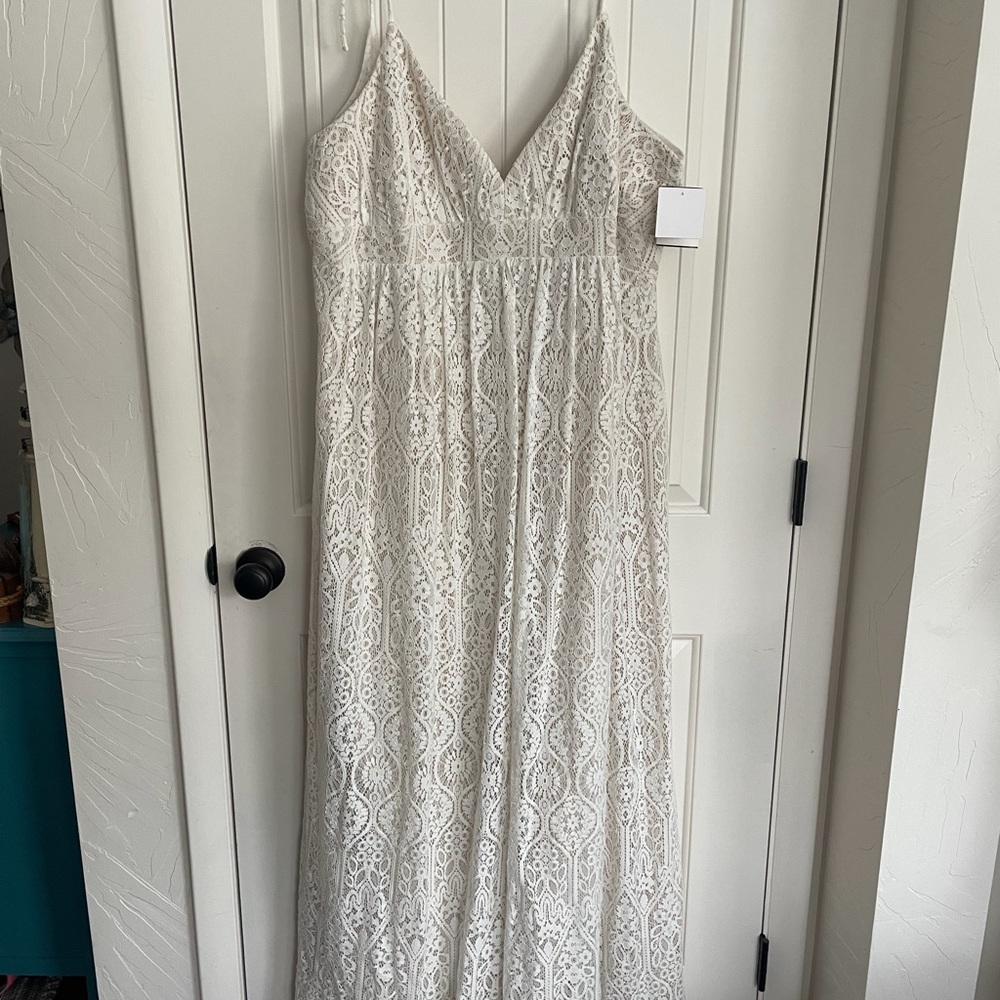 Lace Empire Waist A-Line Dress in Ivory 22W Wedding?